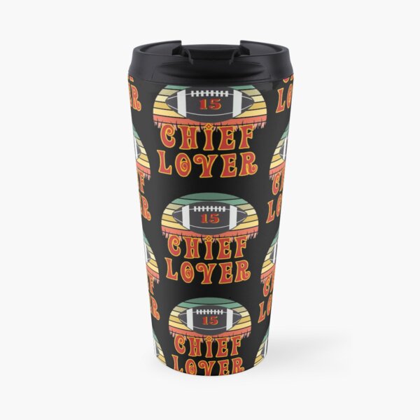 Kansas City Football Lover Chief Fan #15 Cartoon Retro Sunset Travel Mug