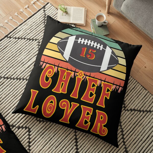 Kansas City Football Lover Chief Fan #15 Cartoon Retro Sunset Floor Pillow