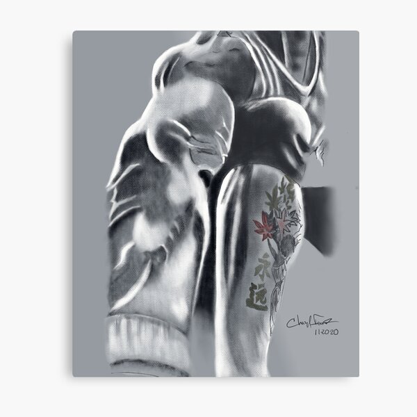 Self Portrait Bicep and calf drawing (Female Bodybuilder) Metal Print