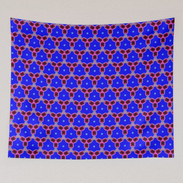 Item preview, MOUCHARABIEH 8 pattern oriental triangles petale psychedelic electric royal blue pink fuschia designed and sold by dragonemma.