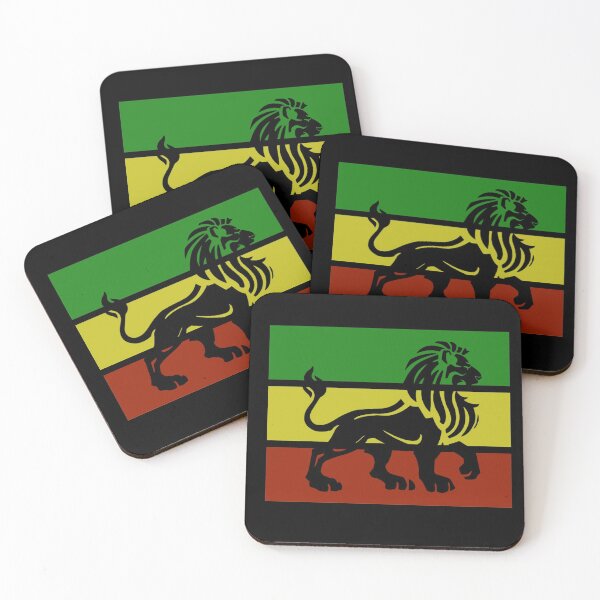 Item preview, Black Rasta Lion on Rasta Flag Jamaican Reggae Design designed and sold by RastaColors.