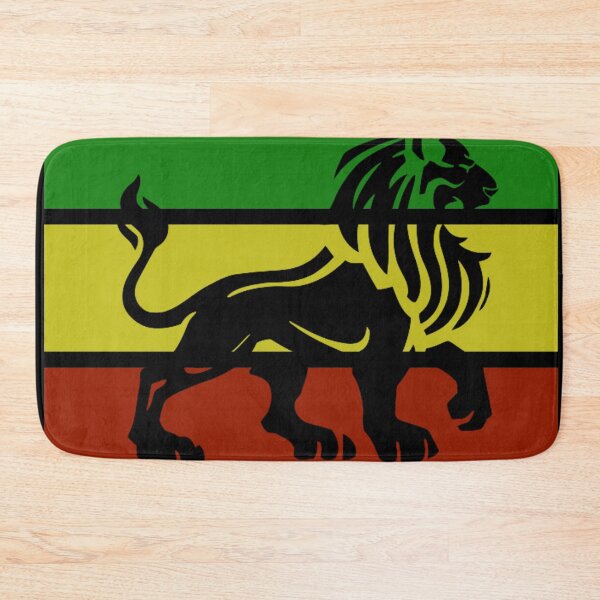 Item preview, Black Rasta Lion on Rasta Flag Jamaican Reggae Design designed and sold by RastaColors.