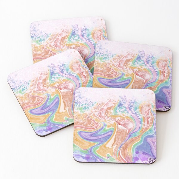 Item preview, Melting Rainbow, digital fluid pour with cells designed and sold by MayGreenAbgrall.