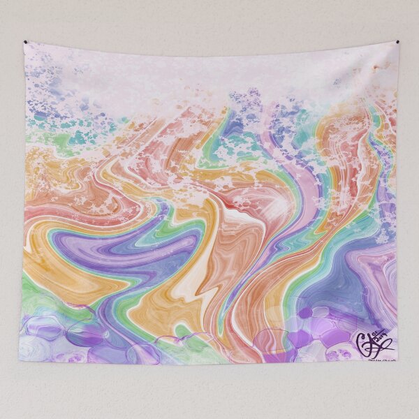 Item preview, Melting Rainbow, digital fluid pour with cells designed and sold by MayGreenAbgrall.