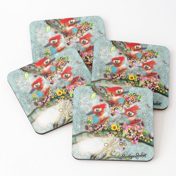 Item preview, Primitive baby birds - Red and blue  designed and sold by rupydetequila.