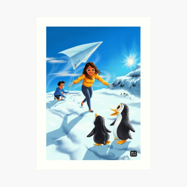 Meeting little penguins Art Print
