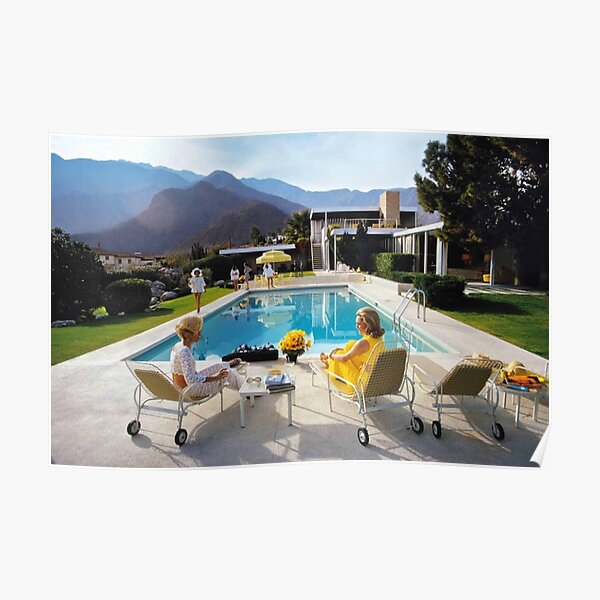 Vintage au bord de la piscine Poster
