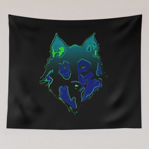 Item preview, blue green neon wolf designed and sold by THE AMERICAN TEEVANGELIST.