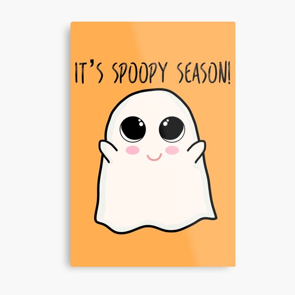 Item preview, It's Spoopy Season - Cute smiling Halloween ghost (black text) designed and sold by Artbyacat.