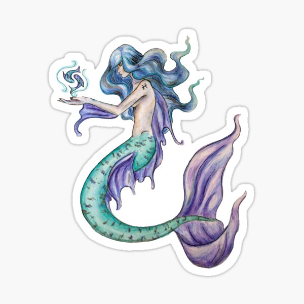 Colas De Sirena. Dibujo De Los Símbolos Marinos Oceánicos De La