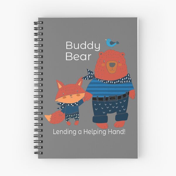 Item preview, Cute Buddy the Bear Matches Clothing of Fox of Dark Blue Stripes Lending A Helping Hand Bird Sitting on Bears Head designed and sold by Hanlar.