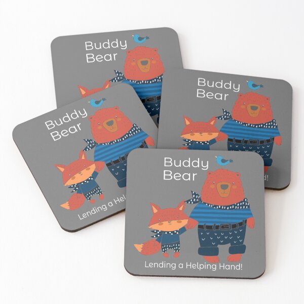 Item preview, Cute Buddy the Bear Matches Clothing of Fox of Dark Blue Stripes Lending A Helping Hand Bird Sitting on Bears Head designed and sold by Hanlar.