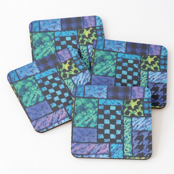 Item preview, Brushy Batik Boxes in Blues, Purples, and Greens designed and sold by Leslie Rogers Todder.