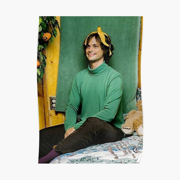 Matthew Gray Gubler Smiling with Banana Peel on His Head Poster