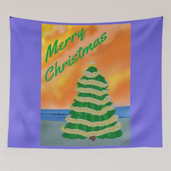 Item preview, Tropical Merry Christmas. Decorated Christmas Tree on a Sandy Beach. designed and sold by ArtByLM.