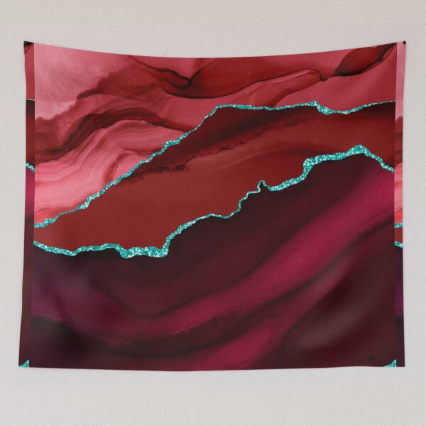 Item preview, Abstract Red & Aqua Modern Geode Agate Design designed and sold by Paulele.