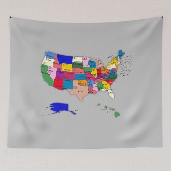 Item preview, Colorful united states administrative map with states and capitals names designed and sold by mashmosh.