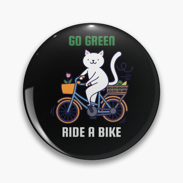 Item preview, Go Green Ride A Bike Cat Bicycle Vegan Feline Biker Cyclist designed and sold by Easyas.