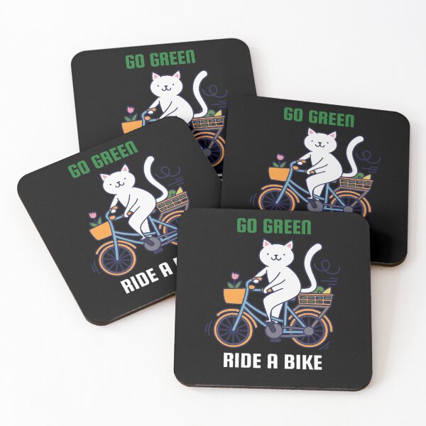 Item preview, Go Green Ride A Bike Cat Bicycle Vegan Feline Biker Cyclist designed and sold by Easyas.