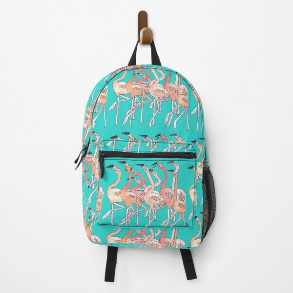 Nine Flamingos Prancing (Prancing Pink Party) Tiled Backpack Backpack