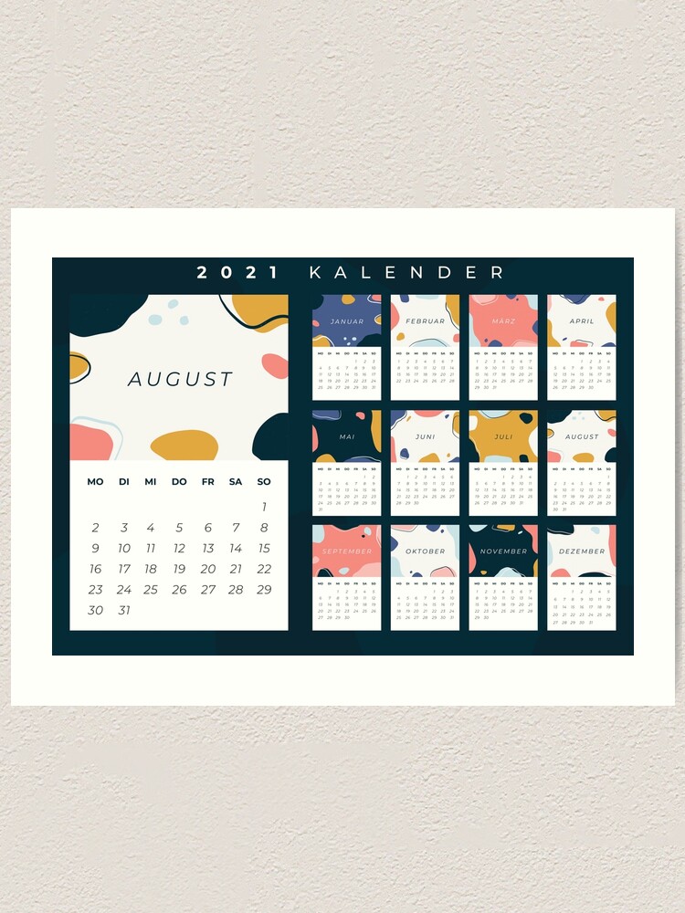 2021 GERMAN ABSTRACT ART CALENDAR" Print for by | Redbubble