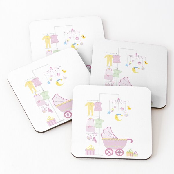 Item preview, Baby clothes with stroller and crib mobile, Baby shower Infant Wedding invitation, child room  designed and sold by Bashar-Design.