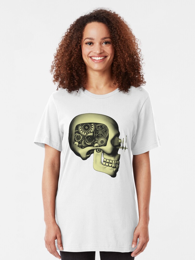 Alternate view of Vintage Steampunk Automaton Skull #1 Slim Fit T-Shirt