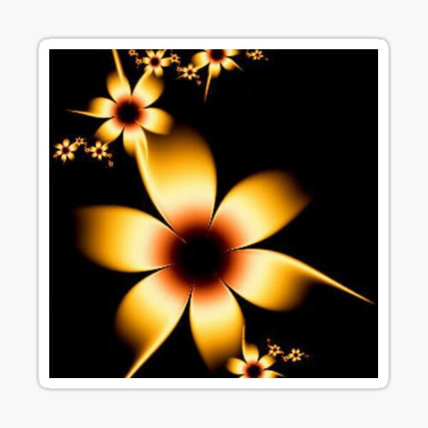Golden Yellow Floral Patterns Sticker