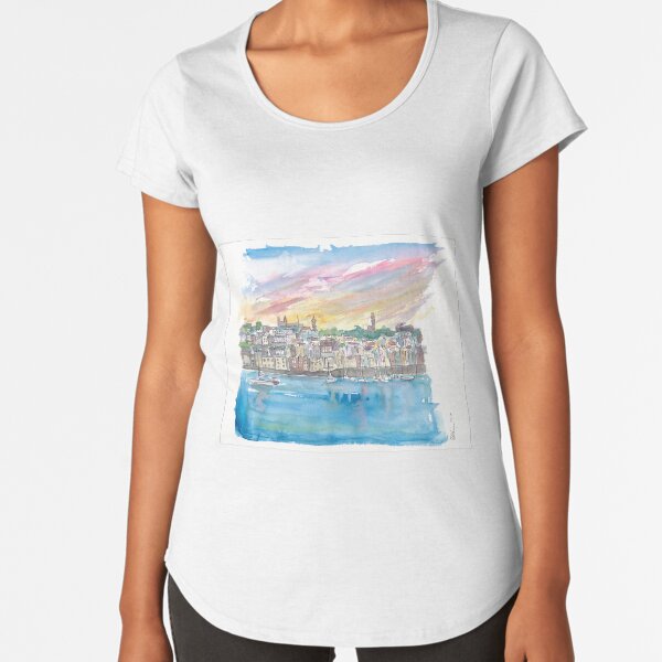 St Peter Port Guernsey Harbour Scene Premium Scoop T-Shirt