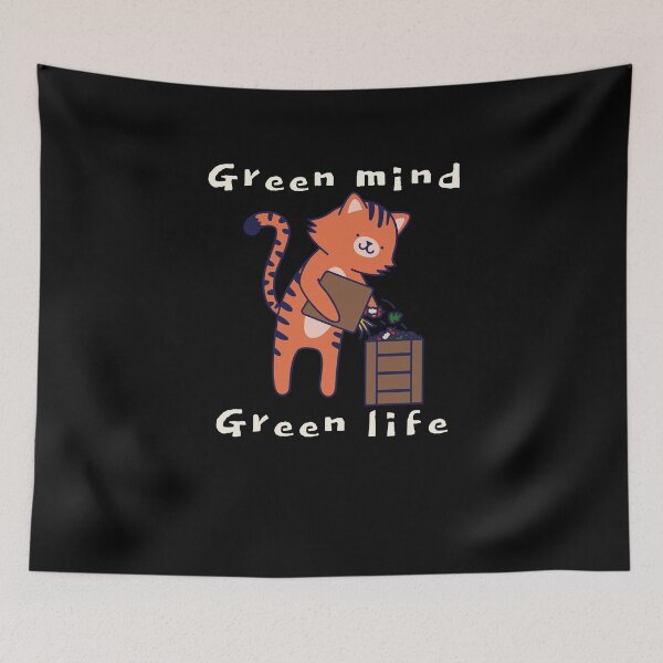 Item preview, Cat Green Mind Green Life Nature Lover Vegan designed and sold by Easyas.