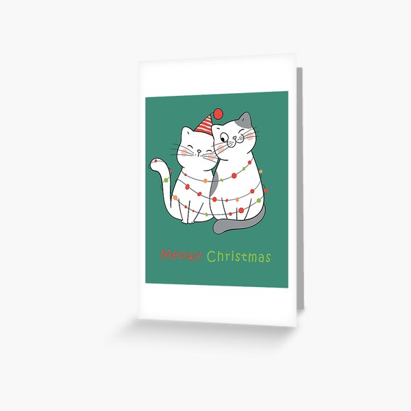 Item preview, Cute Meowy christmas cats with christmas lights designed and sold by Phoca Mobil.