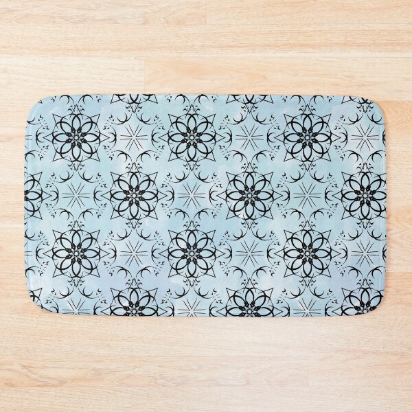 Item preview, Black fishnet pattern on blue sky background. designed and sold by marinaklykva.