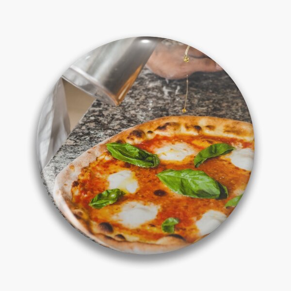Item preview, Pouring Olive Oil on Baked Margherita Pizza designed and sold by Giorgio Magini.