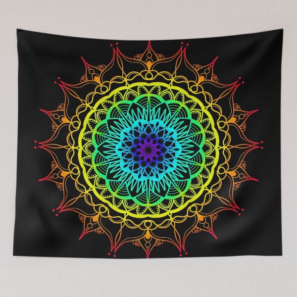 Item preview, Vibrant rainbow ombre mandala designed and sold by felinefeelings.