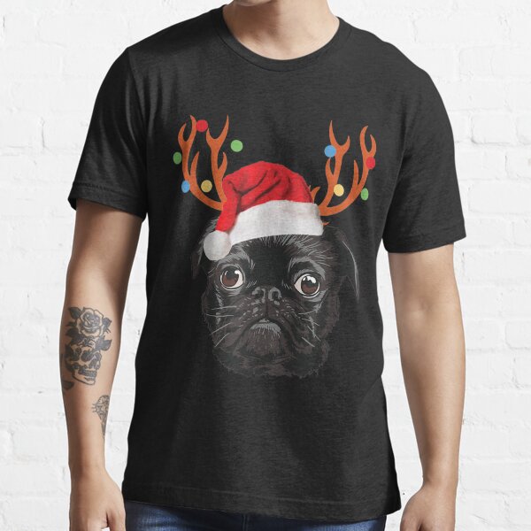 Item preview, Black Pug Santa Christmas Reindeer Christmas Lights Pajama designed and sold by MarcelaSoto.