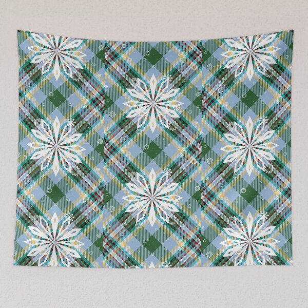Item preview, Christmas plaid snowflake Green blue designed and sold by kyds.