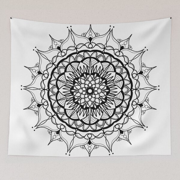 Item preview, Black floral mandala designed and sold by felinefeelings.