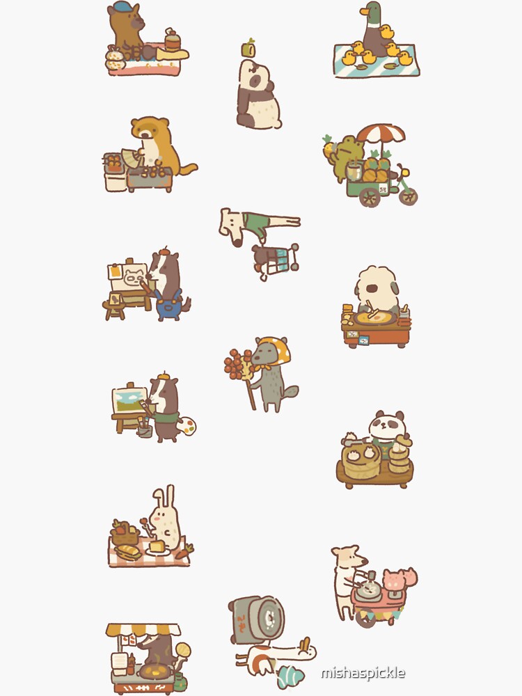 "Animal Restaurant Sticker Set Booth Owners Set 1" Sticker for Sale