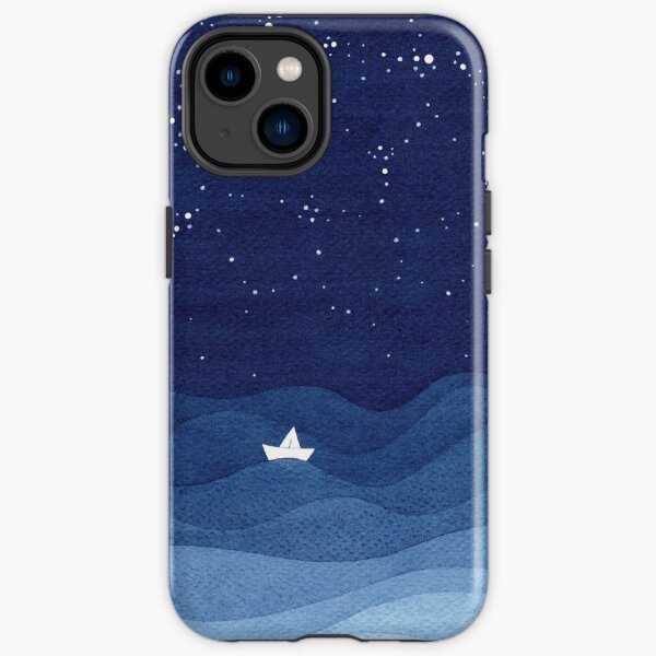 blue ocean waves, sailboat ocean stars iPhone Tough Case