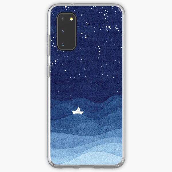 blue ocean waves, sailboat ocean stars Samsung Galaxy Soft Case
