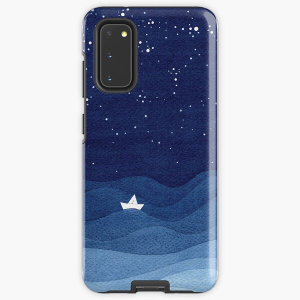 blue ocean waves, sailboat ocean stars Samsung Galaxy Tough Case