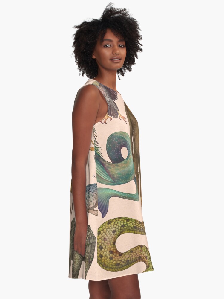 Thumbnail 2 of 4, A-Line Dress, Cryptids of the Americas, Cryptozoology species designed and sold by Vlad Stankovic.