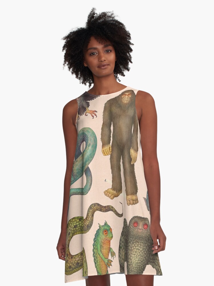 A-Line Dress, Cryptids of the Americas, Cryptozoology species designed and sold by Vlad Stankovic