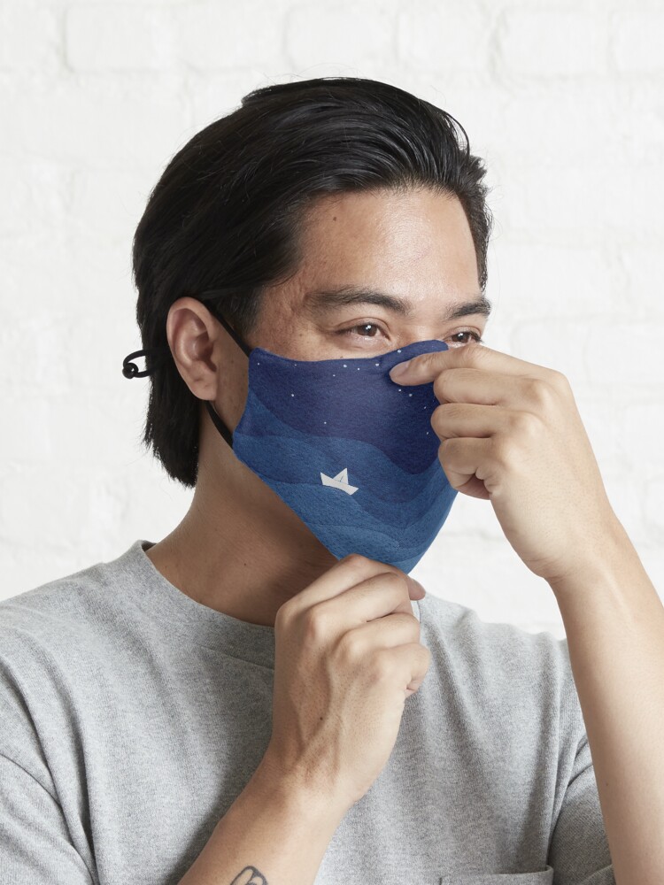 Alternate view of blue ocean waves, sailboat ocean stars Mask