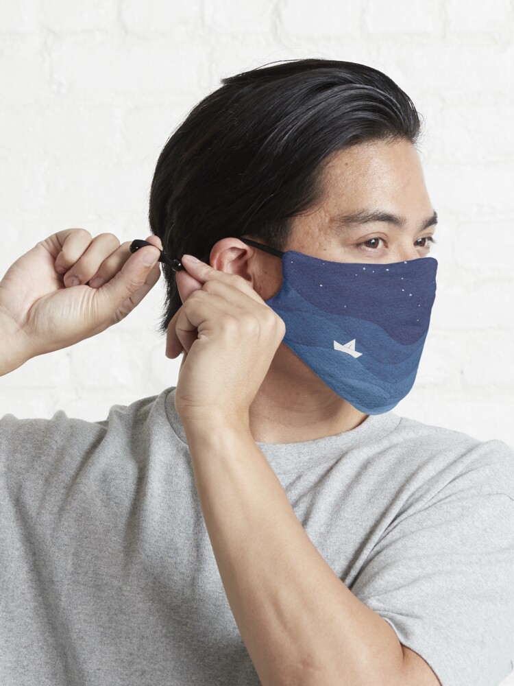 Alternate view of blue ocean waves, sailboat ocean stars Mask