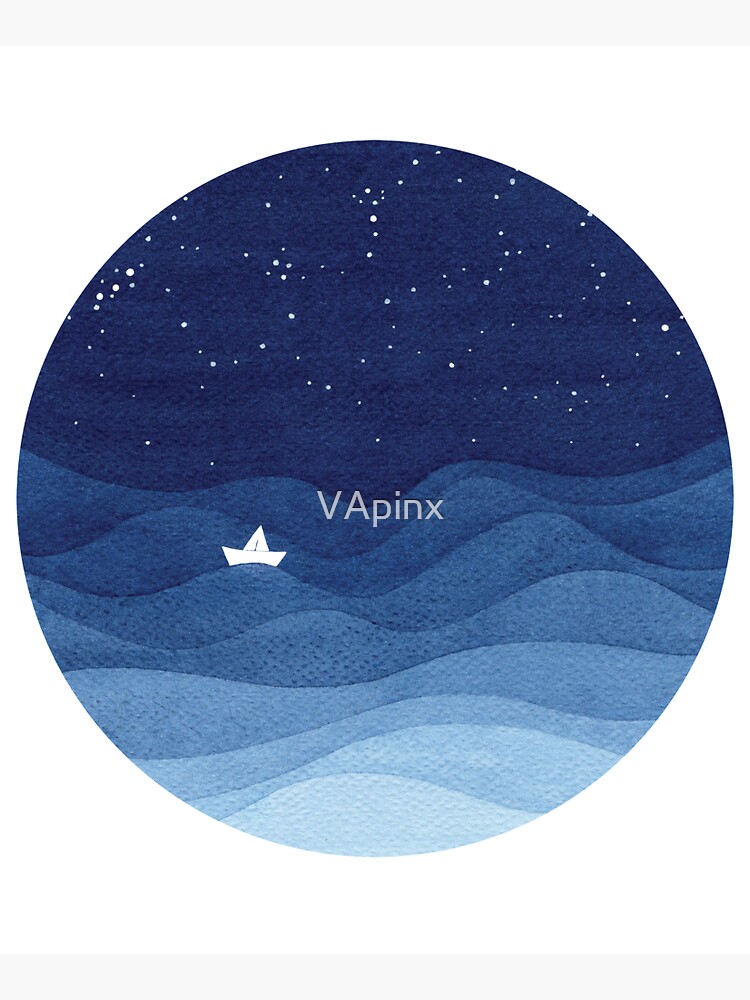 blue ocean waves, sailboat ocean stars by VApinx