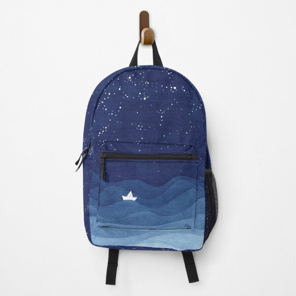 Item preview, blue ocean waves, sailboat ocean stars designed and sold by VApinx.