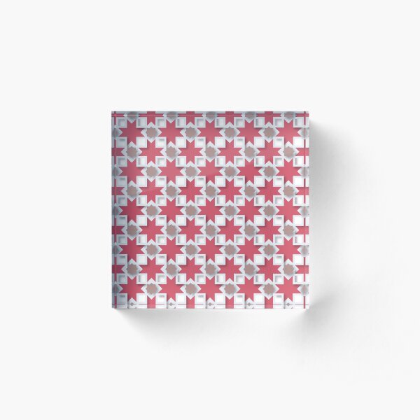 Red moroccan textile pattern Acrylic Block