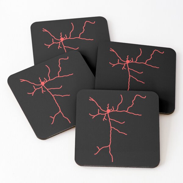 Item preview, Coral red fluorescent neuron drawing designed and sold by kzsg.