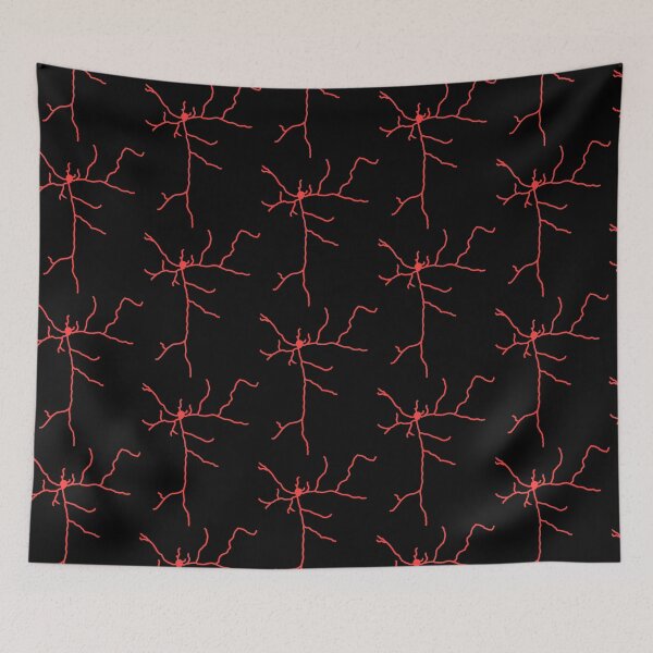 Item preview, Coral red fluorescent neuron drawing designed and sold by kzsg.